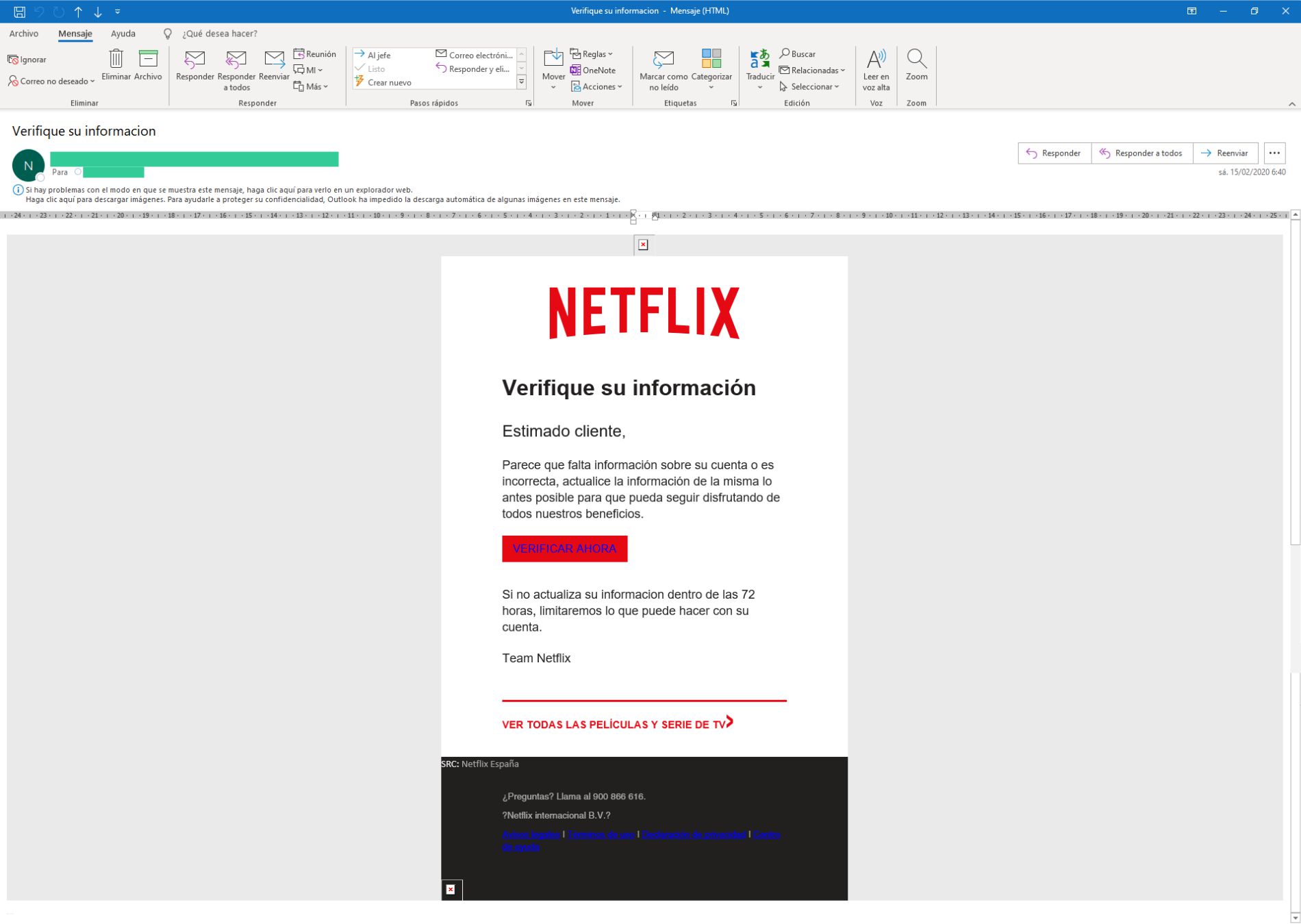 verifica informacion NETFLIX